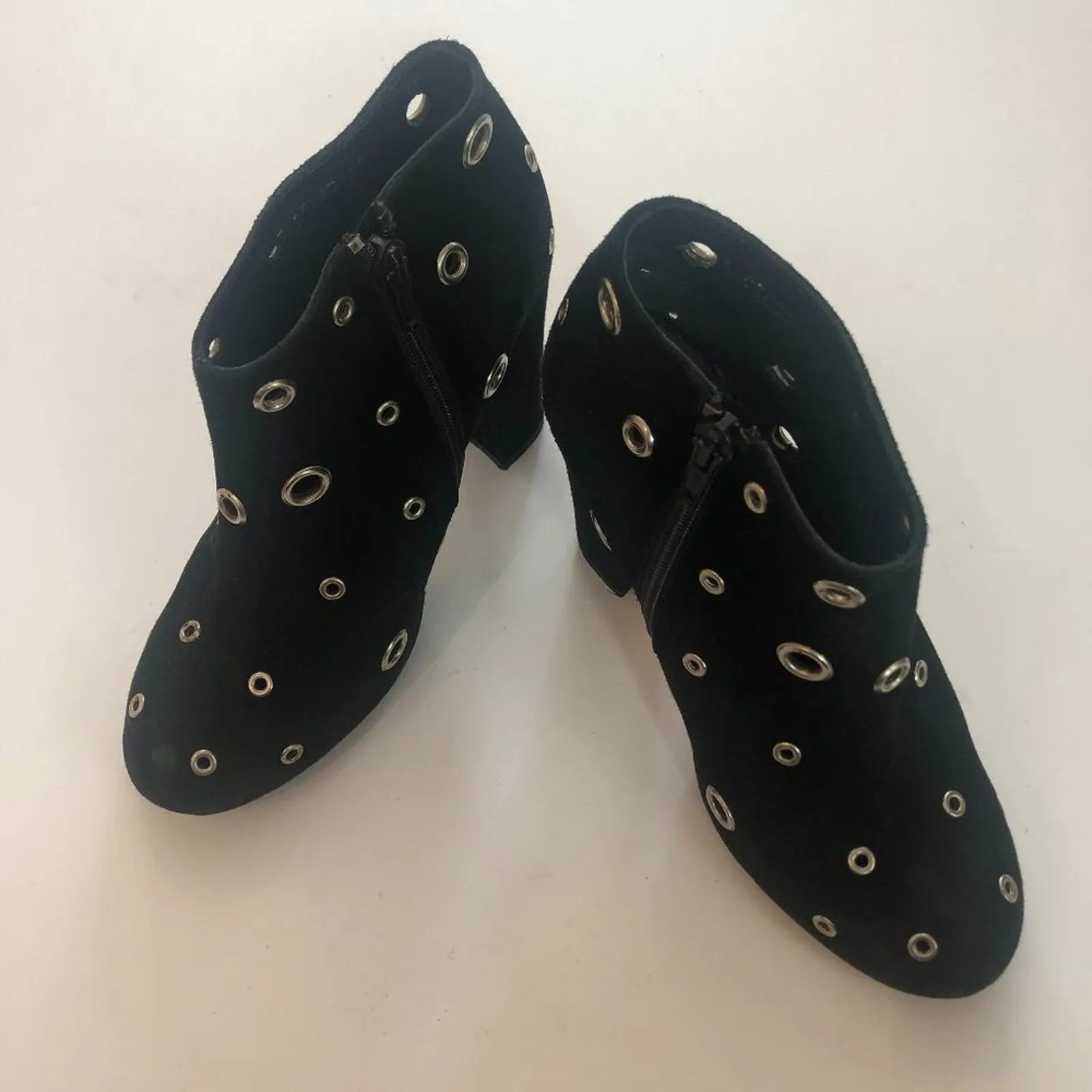 Opening Ceremony Grommet Ankle Boots Black Suede - Image 2