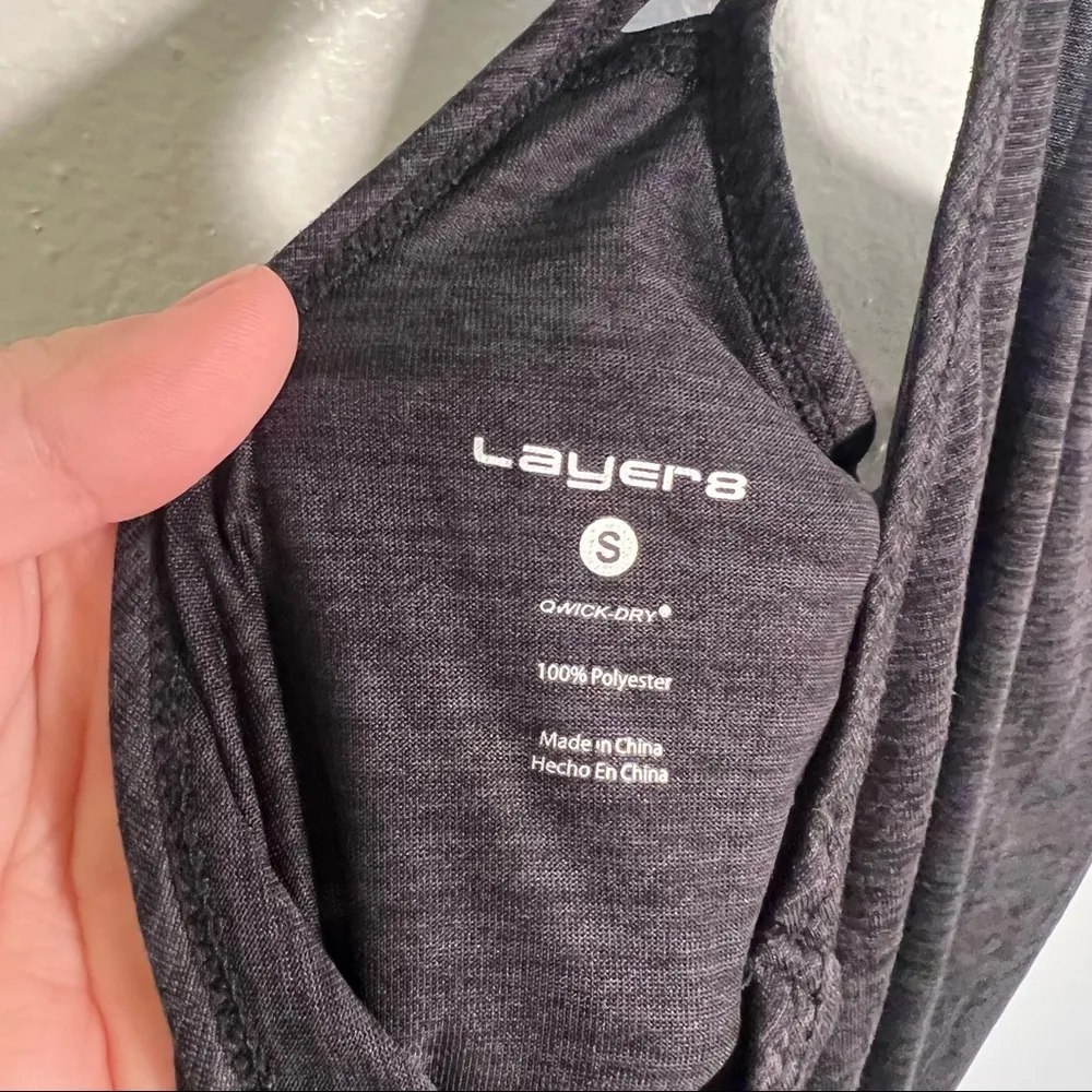 Layer 8 Racerback Tank Top Heathered Black Mesh - Image 10