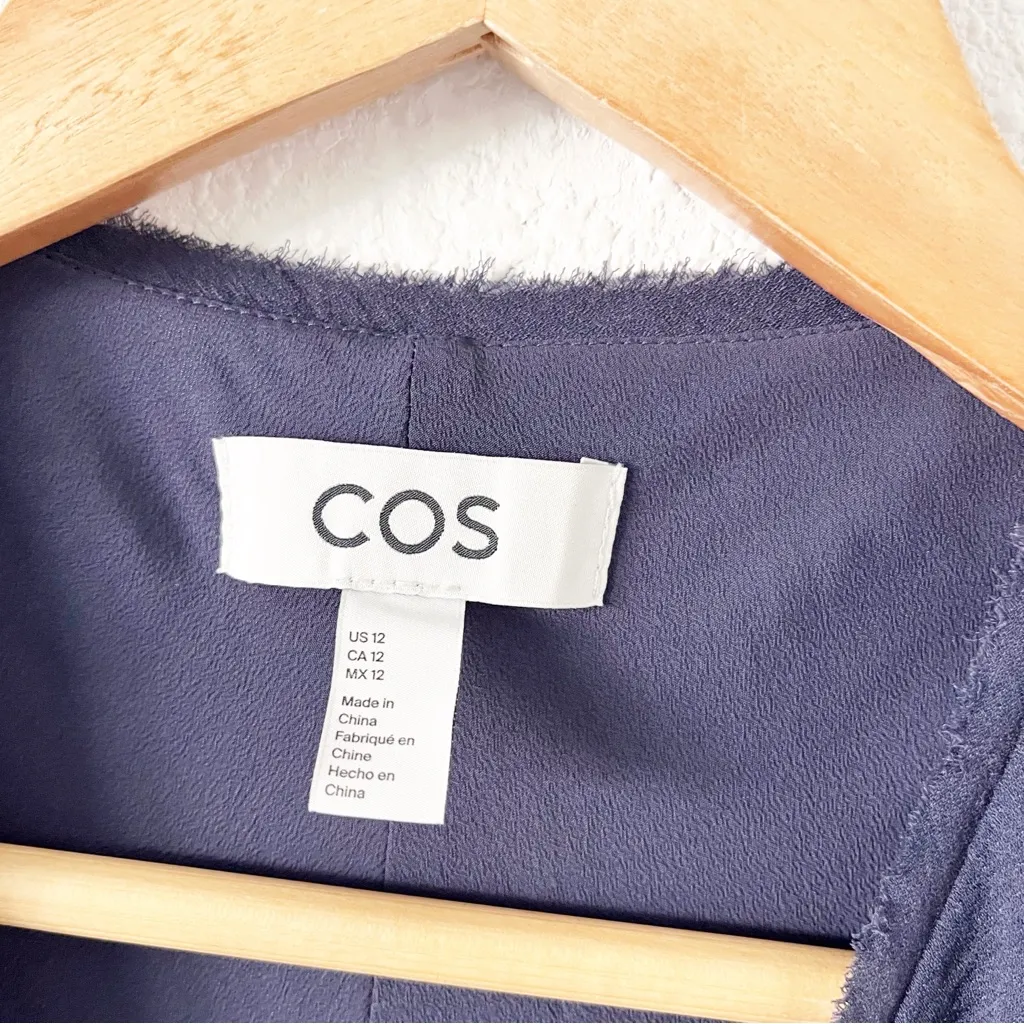 COS Floaty Asymmetrical Sleeveless Dress in Navy - Image 3