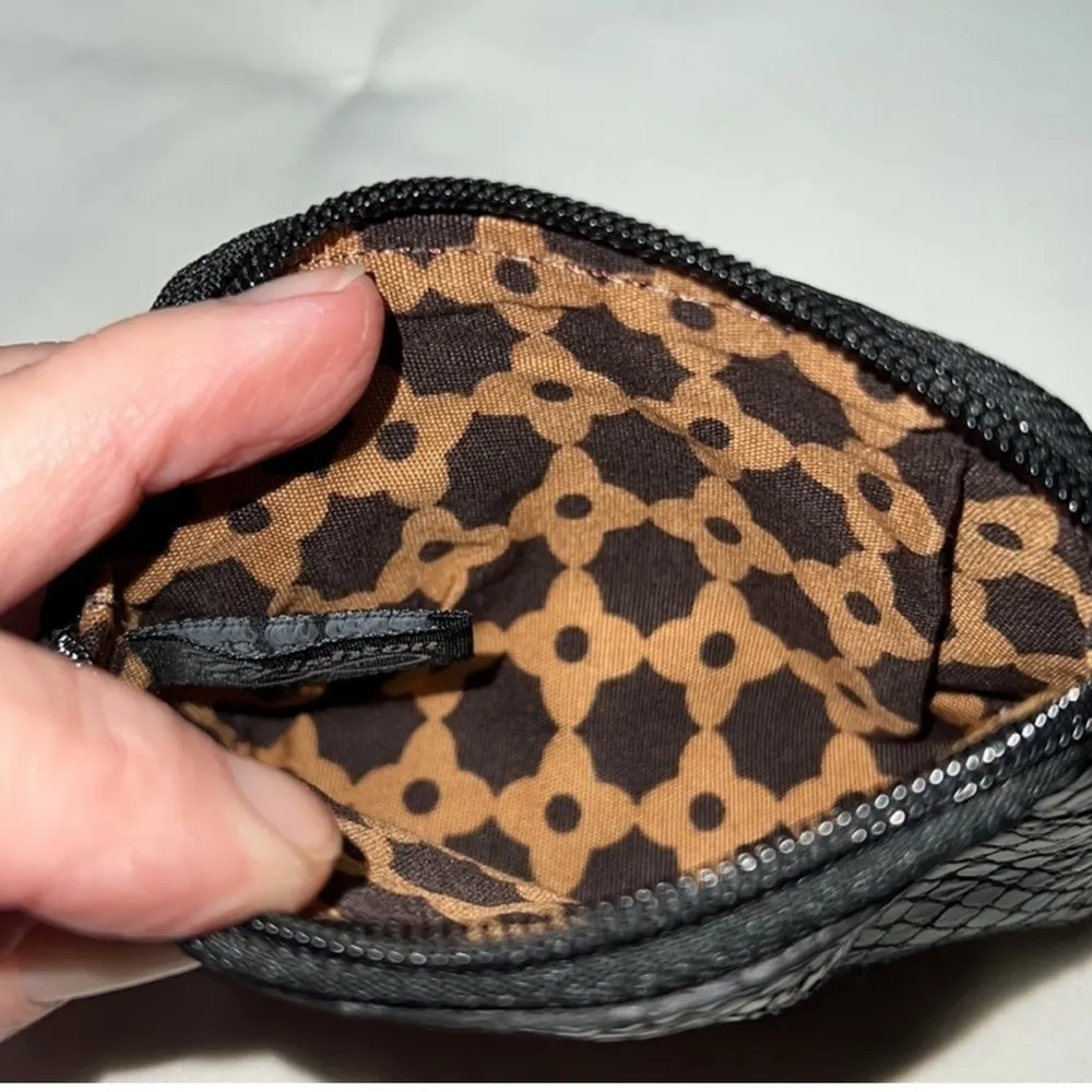 Brighton black leather snakeskin zipper coin purse - Image 3