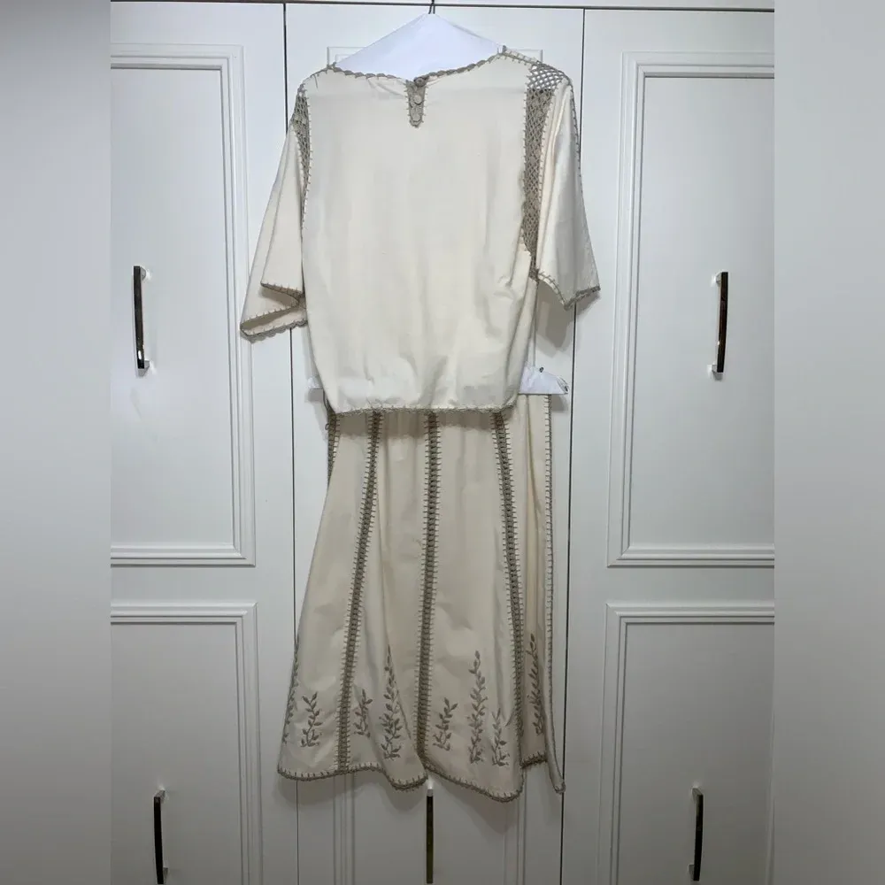 JM Pink Vintage‎ 2 pc embroidered ivory hand crochet skirt set Tan Size M - Image 2