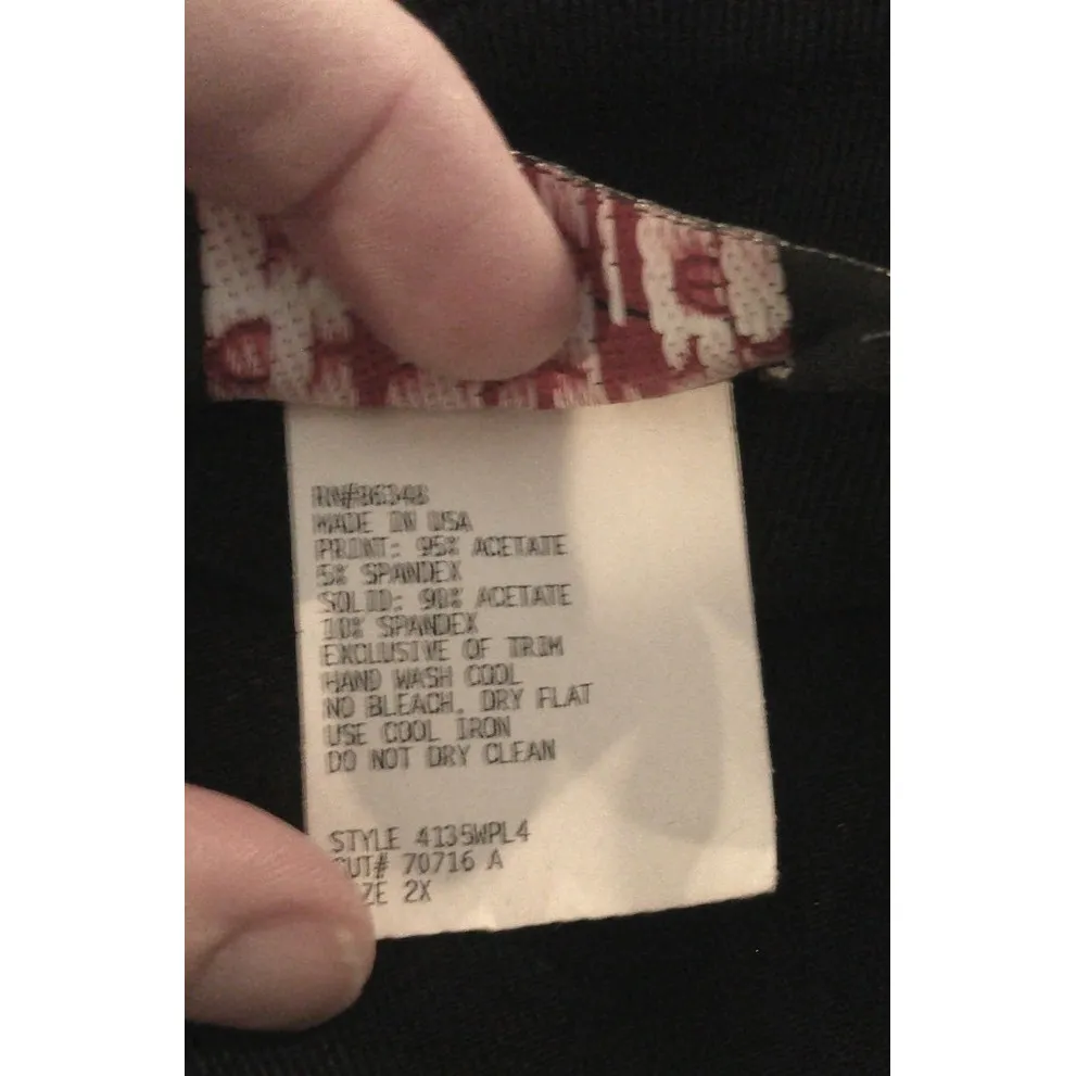 Vintage Christina Hope Womens 2X Black Pink‎ Floral Hook Loop Cardigan Slinky Size XXL - Image 5