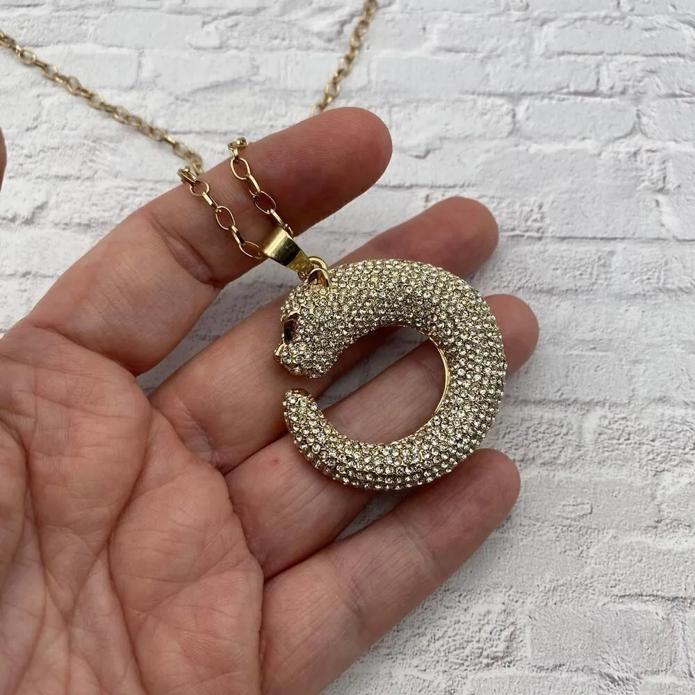 Amrita Singh Crystal Tiger Pendant Gold - Image 3