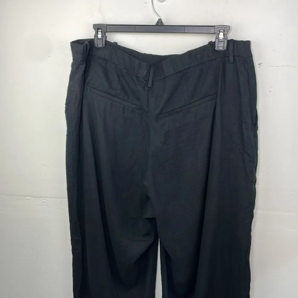 Curve Love A&F Sloane Tailored Linen-Blend Pants Black size 34/18 relaxed fit - Image 6