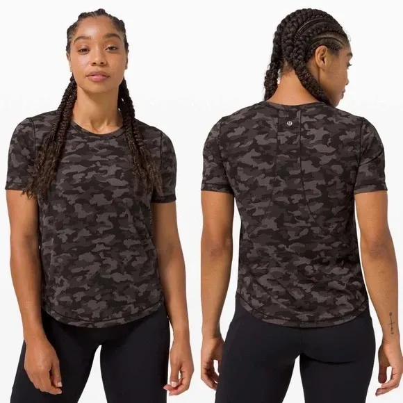 Lululemon Long Distance Short Sleeve
Heritage Camo Jacquard Black Lunar Rock Top - Image 3