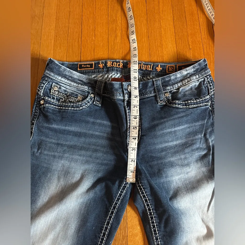 Rock Revival Rhinestone & Denim Bermuda Shorts in Barby, Size 32” - Image 5