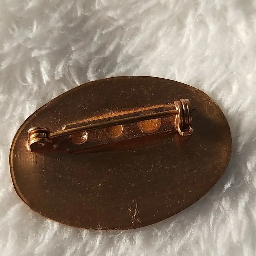 Bronze & White Colored Tribal Designed Brooch Brown - Image 2