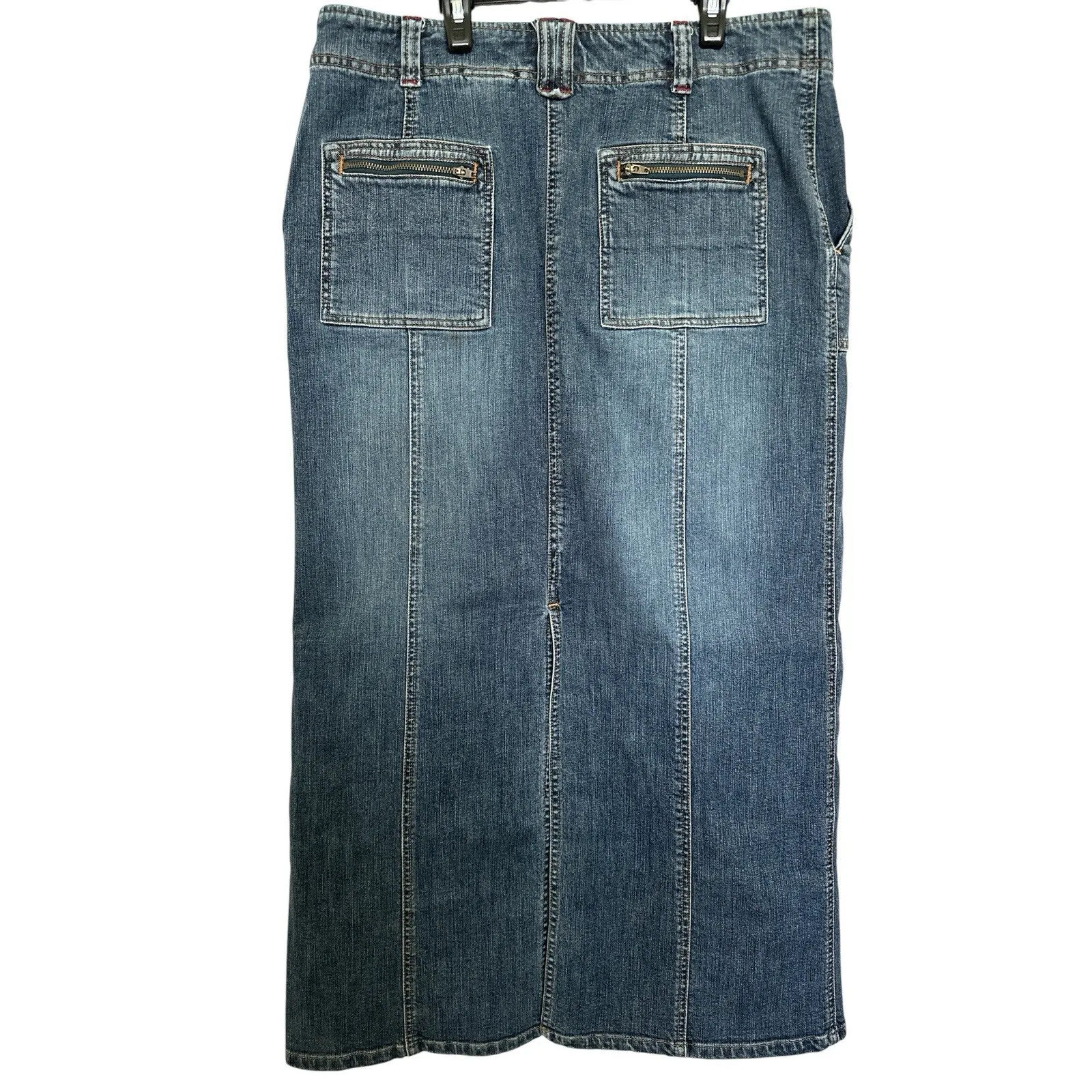 Eddie Bauer Y2K Medium Wash Midi Cargo Skirt TALL/GRANDE Size 12 - Image 4