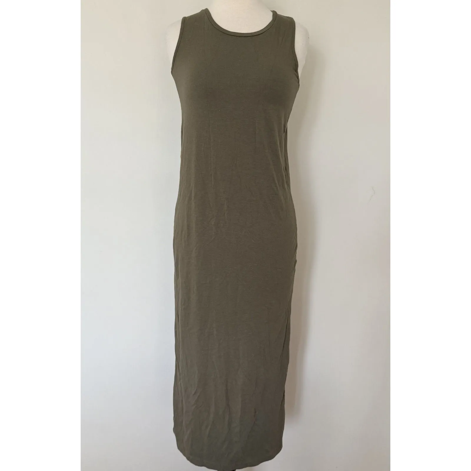 Cuyana Drape Back Slit Sage Green Pima Cotton Sustainable T-shirt Dress Sz S/M - Image 2