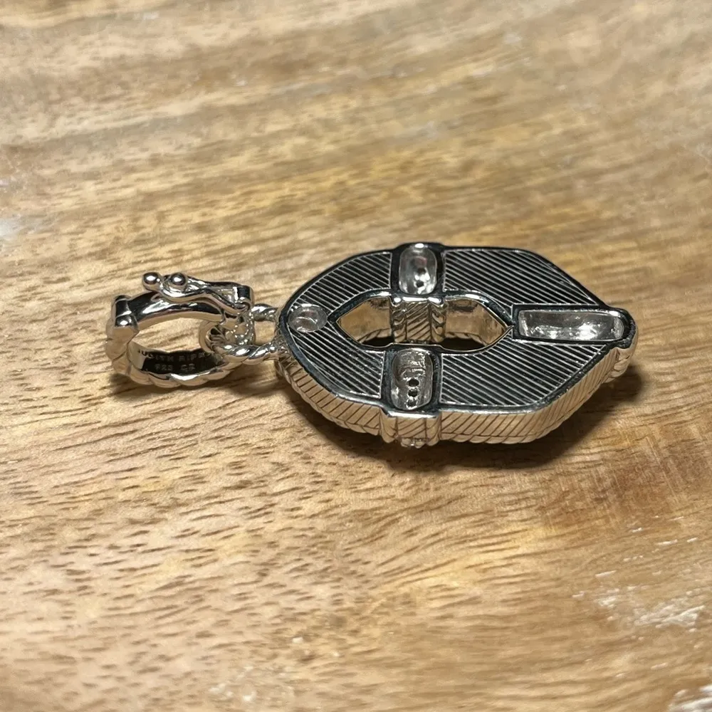 Judith Ripka Sterling Silver Tiger's Eye CZ Citrine Enhancer Diamonique Pendant - Image 11