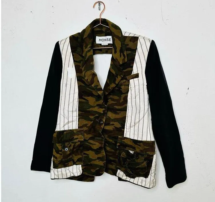 MONSE Multicolor Camouflage Front Button Collared Inside Out Blazer Jacket 8 - Image 4