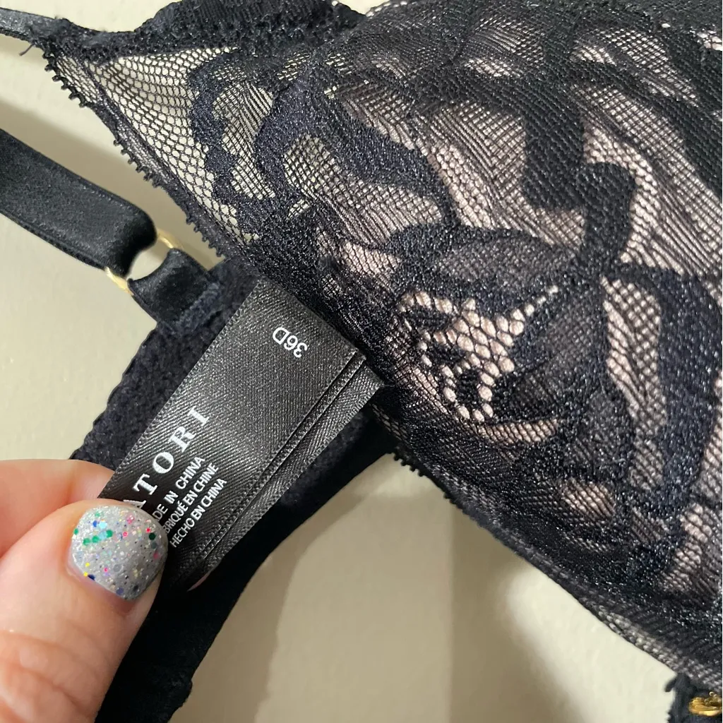 Natori Lace Underwire Bra Black Womens Size 36D Sheer Floral Supportive - Image 6