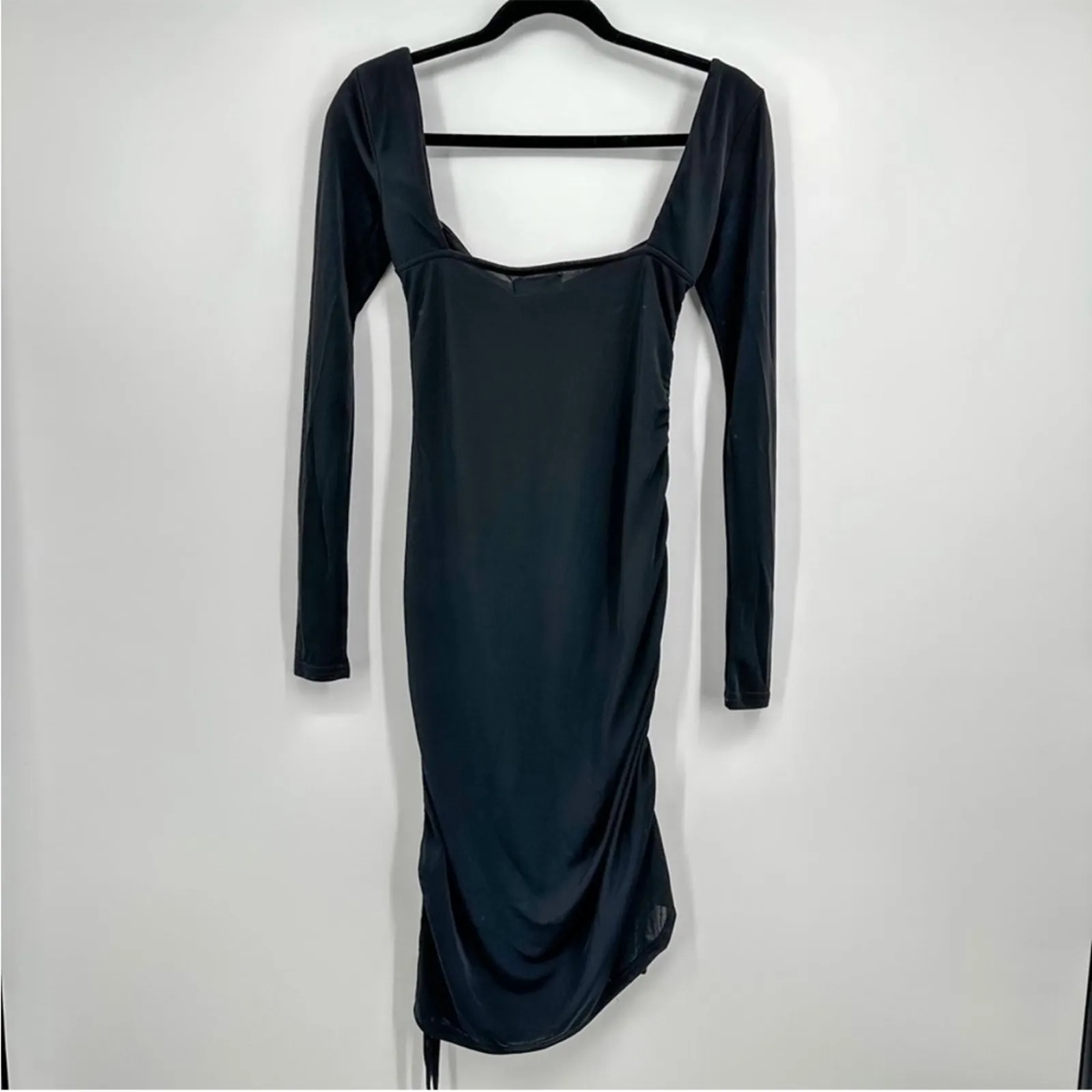 Tiger Mist Black Porto Long Sleeve Bodycon Ruched Mini Dress NEW SMALL - Image 4