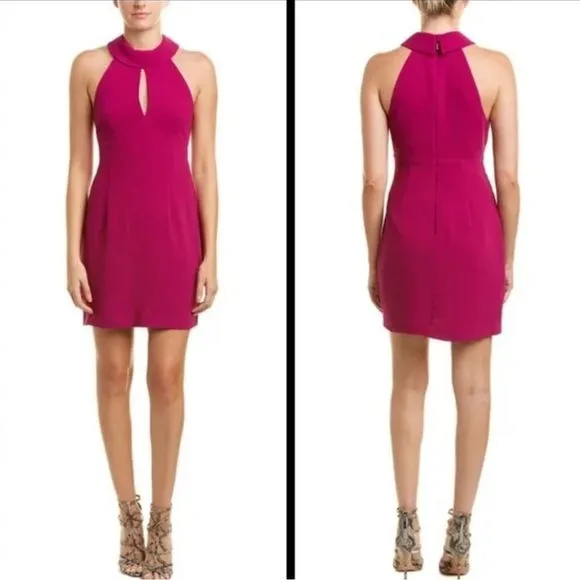 Trina Turk Halter Dress Fuschia Pink Gorgeous Size 10 Sleeveless Sheath Purple - Image 2