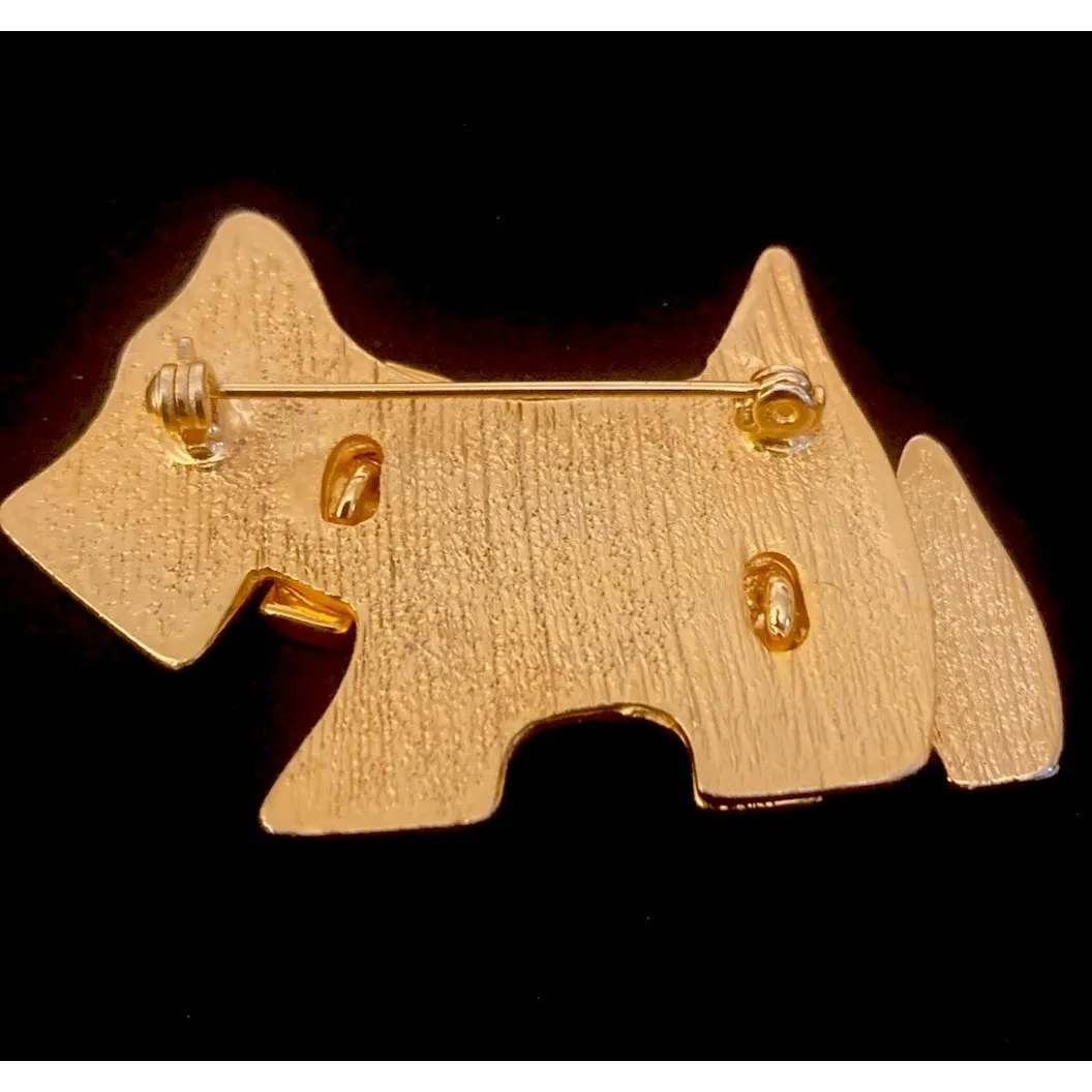 Vintage Scottish Terrier Scotty‎ Dog Schnauzer Brooch Pin Gold Tone Jewelry EUC! - Image 2