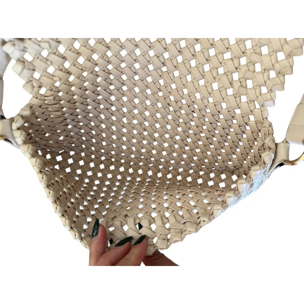 BEIGE Woven Basket Weave Flap Mini Shoulder Bag - Image 3