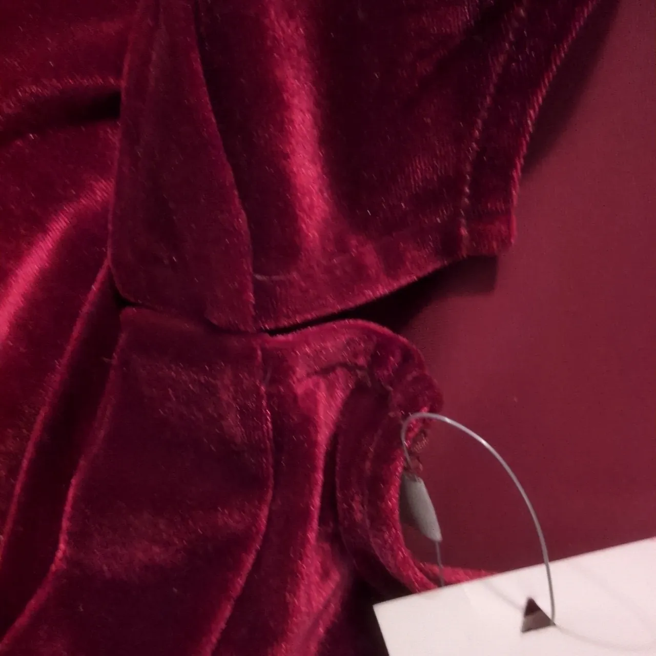 Asos Burgundy Velvet Long Sleeve Mock Bodysuit Size 16 - Image 3