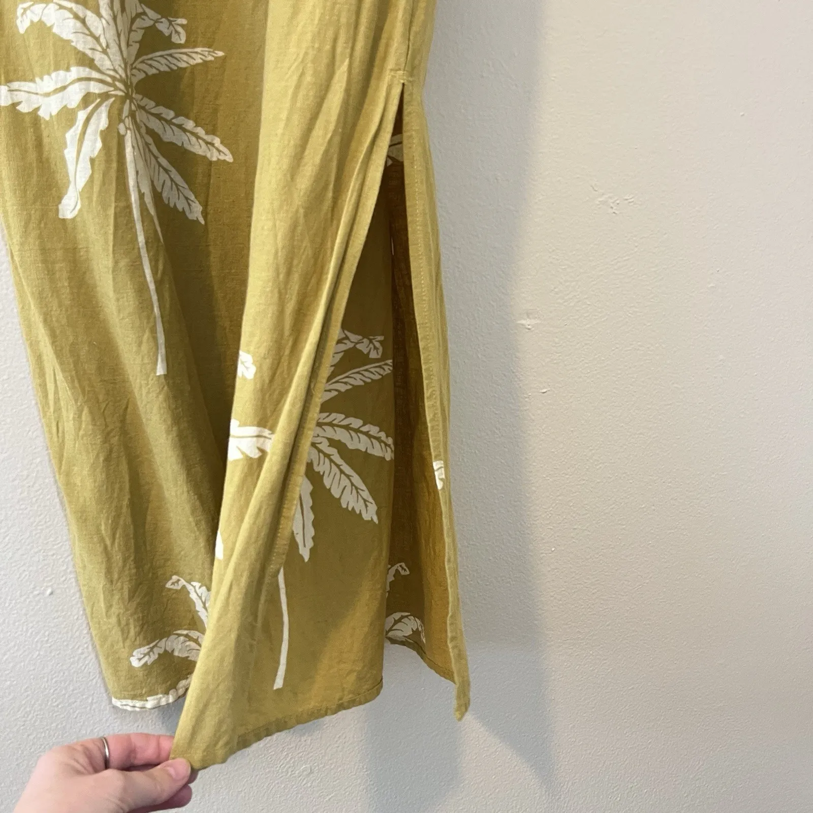 Celandine Dress Anthropologie Drop Waist Chartreuse Linen Beach Palm Resort M - Image 7