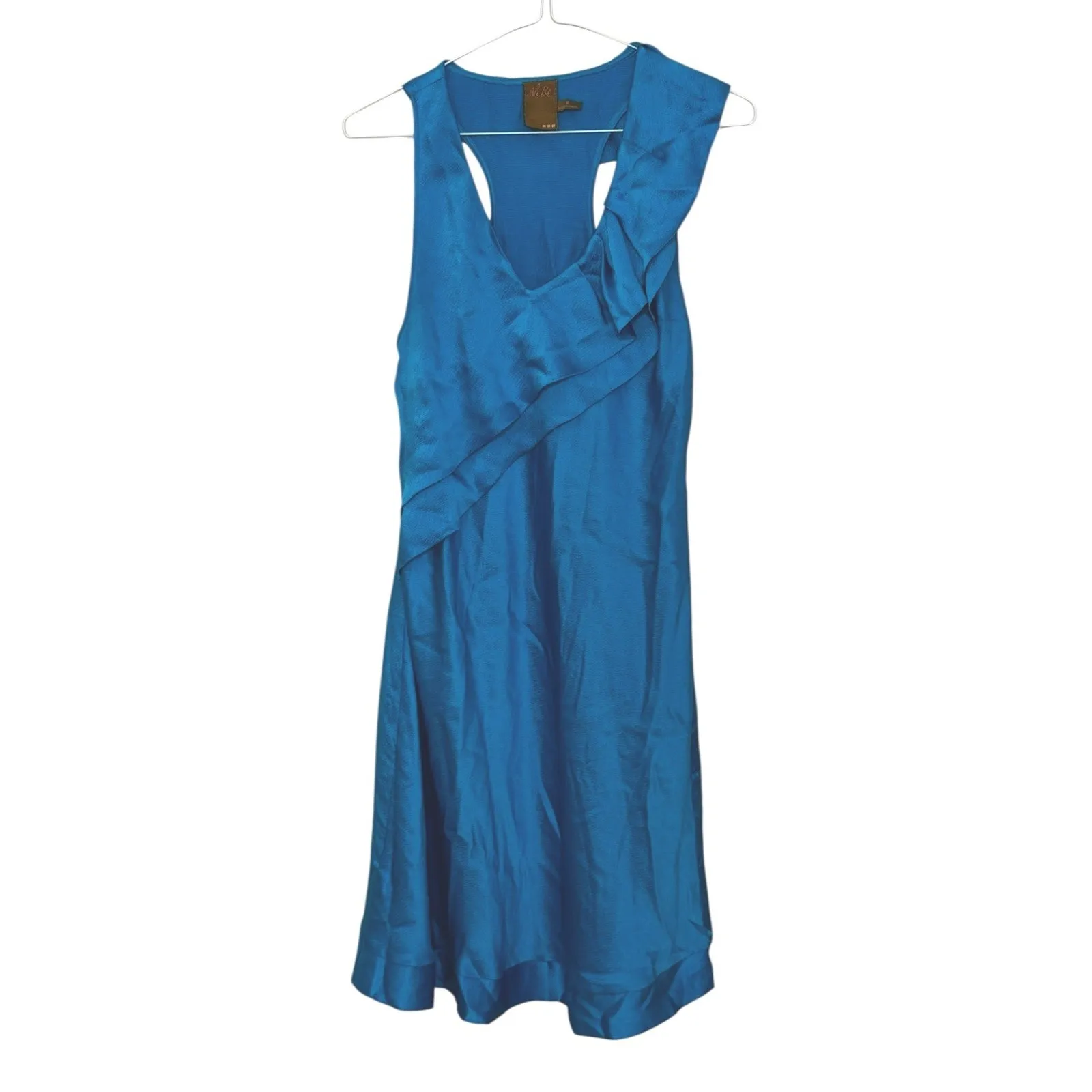 Anthropologie ALI RO Silk Turquoise Ruffled Mini Tank Slip Dress Halter Size 8 - Image 2