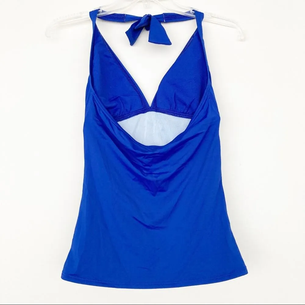 Tommy Bahama Blue Ruched Tankini Swim Top Sz S4 - Image 2