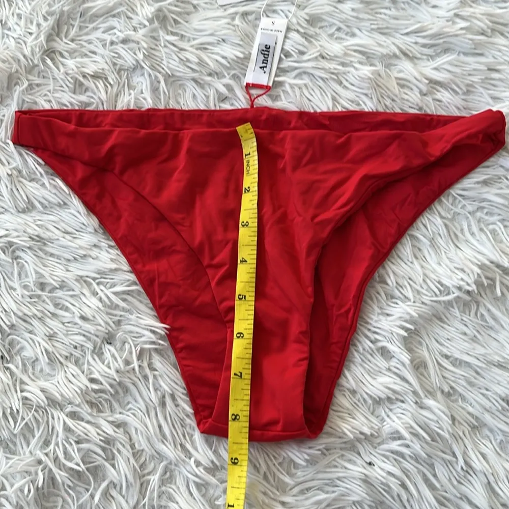 Andie The Cheeky Bikini Bottom in cherry red size Small - Image 8