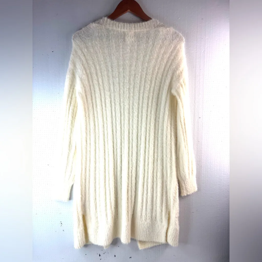 Hippie Rose S Cozy White Pocketed Cardigan Sweater - Image 2