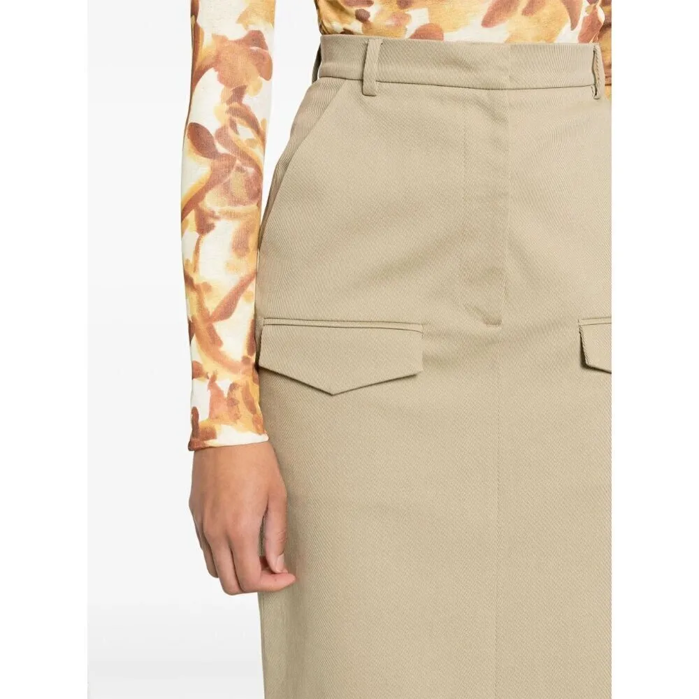 NANUSHKA Edena Skirt in Pebble Large New Womens Long Maxi Chinos Khaki Tan - Image 13