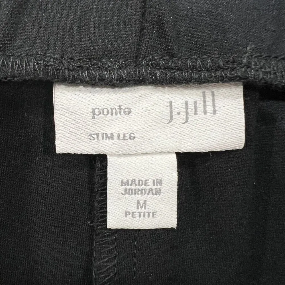 J. Jill Size MP M Petite Pants Ponte Slim Leg Black Knit Pull On Women’s Stretch - Image 6