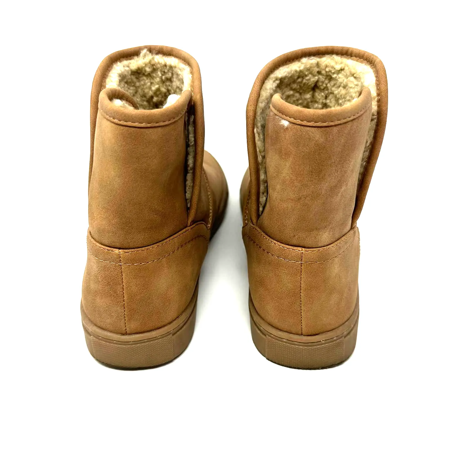DV Dolce Vita size 7 ankle height sherpa lined tan‎ boots slip on faux fur Brown - Image 4