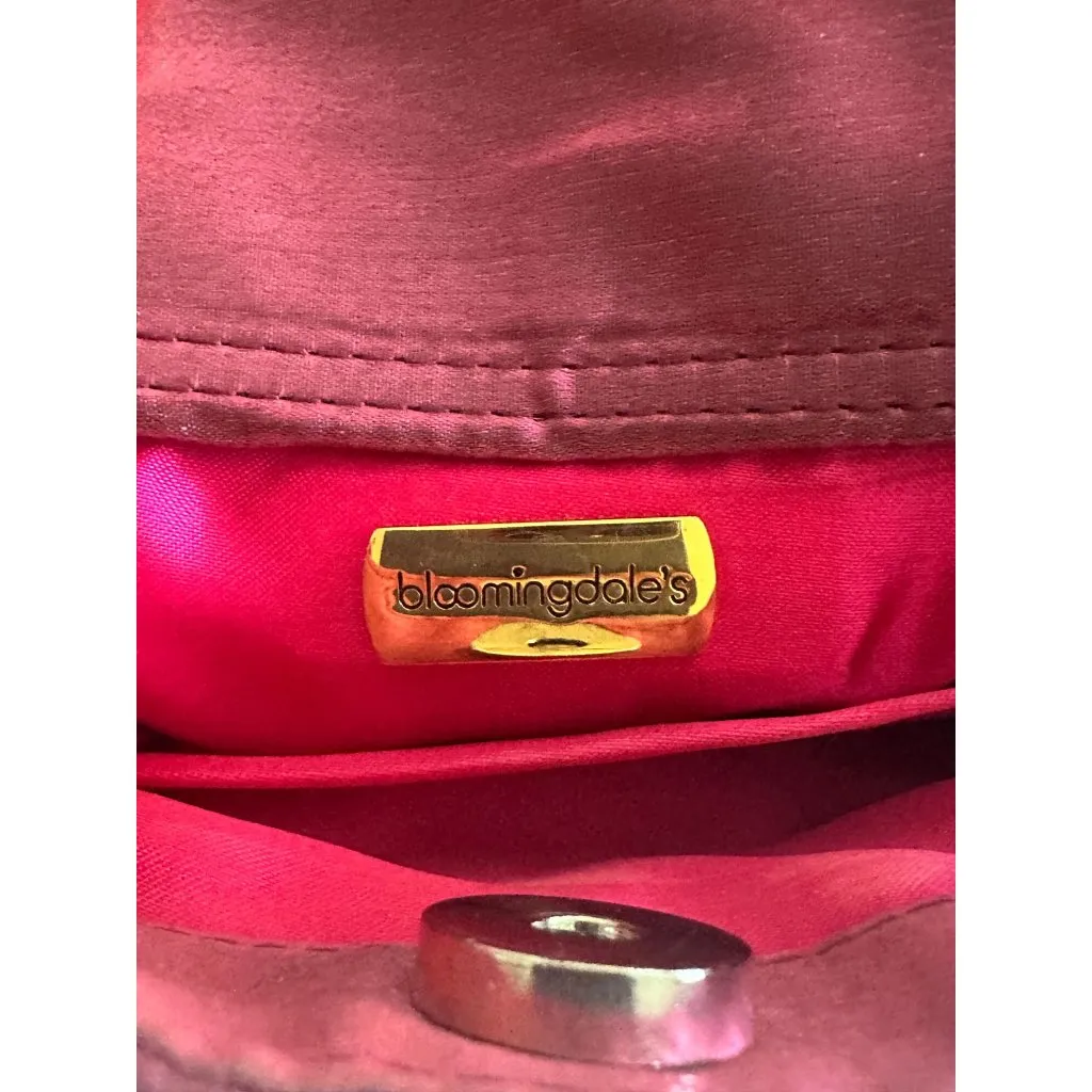 BLOOMINGDALES Vintage Beaded Raspberry Cocktail Bag with Mirror - Image 9