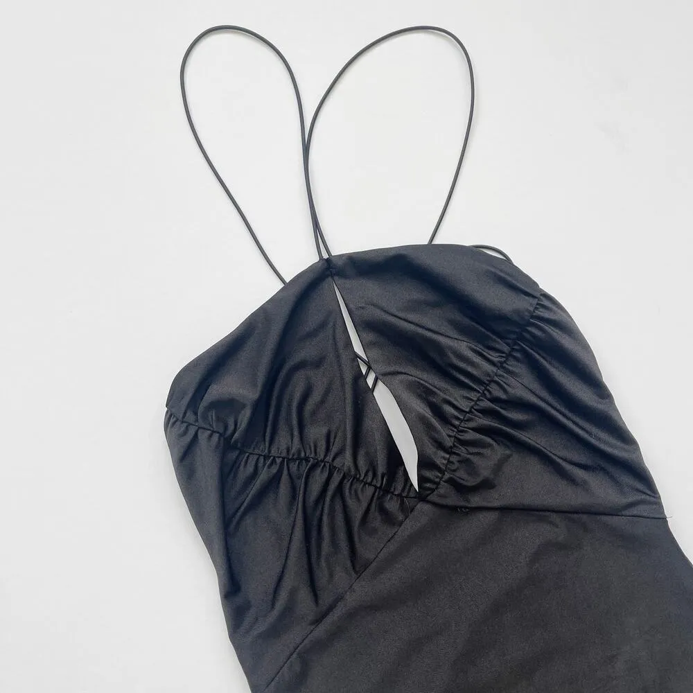 SER.O.YA Midi Length Strappy Bodycon Dress Black Size Small Sample - Image 2