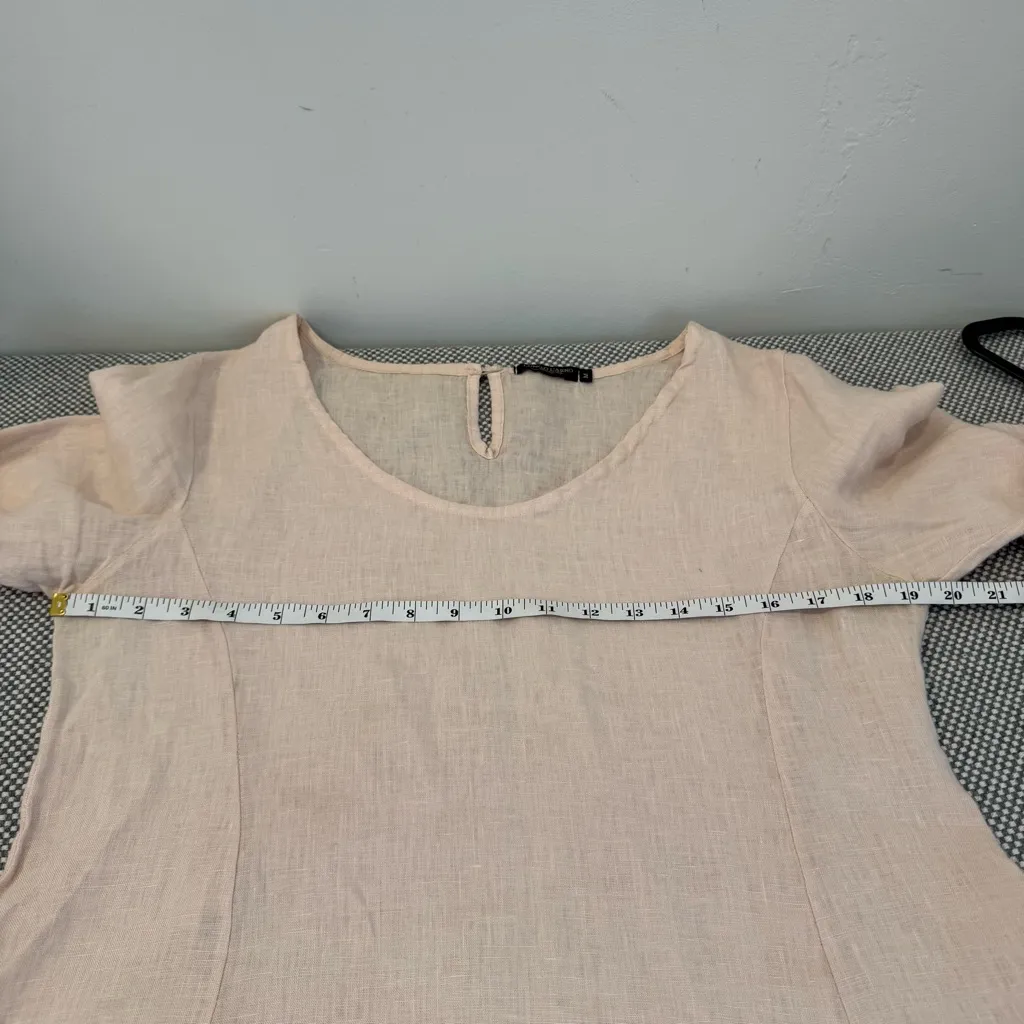 Lungo L'Arno Blush 100% Linen Bel Sleeve Dress Made in Italy Size M Pink Size M - Image 7