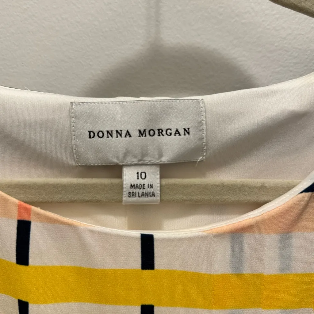 Donna Morgan Plaid Spring Colorblock Grid Shift Dress | Brunch Ready Sz 10 - Image 4