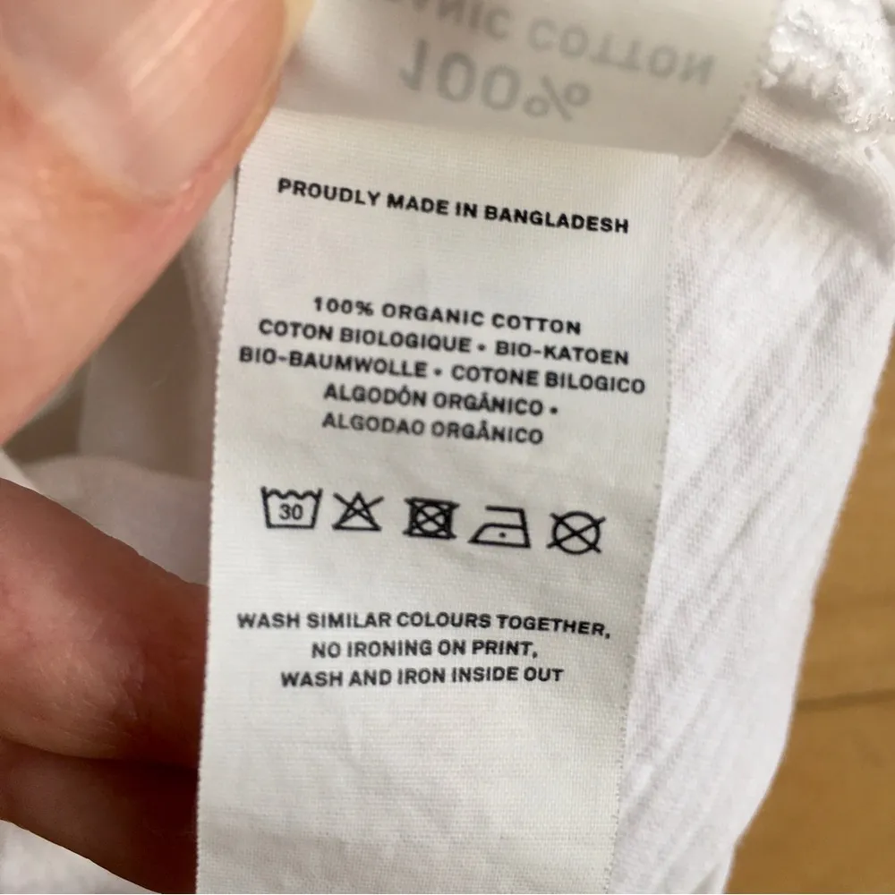 YUJ Paris “WE SHOULD ALL BE YOGIS” Scoop Neck Fitted Tee, White, Black, Size XS - Image 8