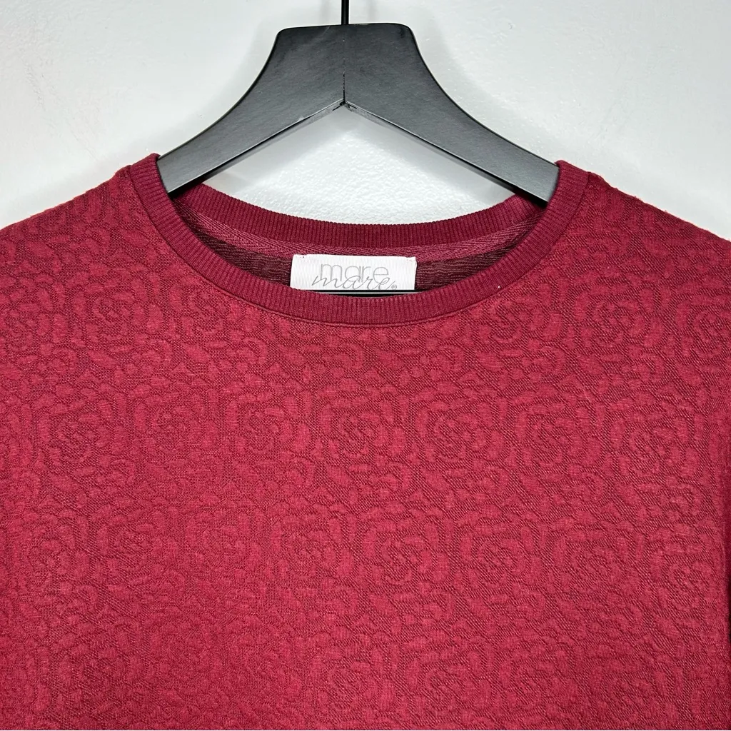Mare Mare Anthropologie Odila Rose Quilted Burgundy Dress Size XS - Image 5