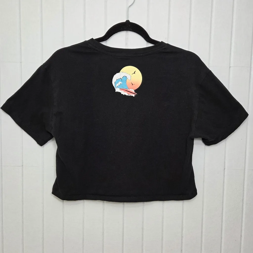 Organic Generation Black Graphic Short Sleeve Crop‎ Tee Endless Summer Skeleton Size XS - Image 2