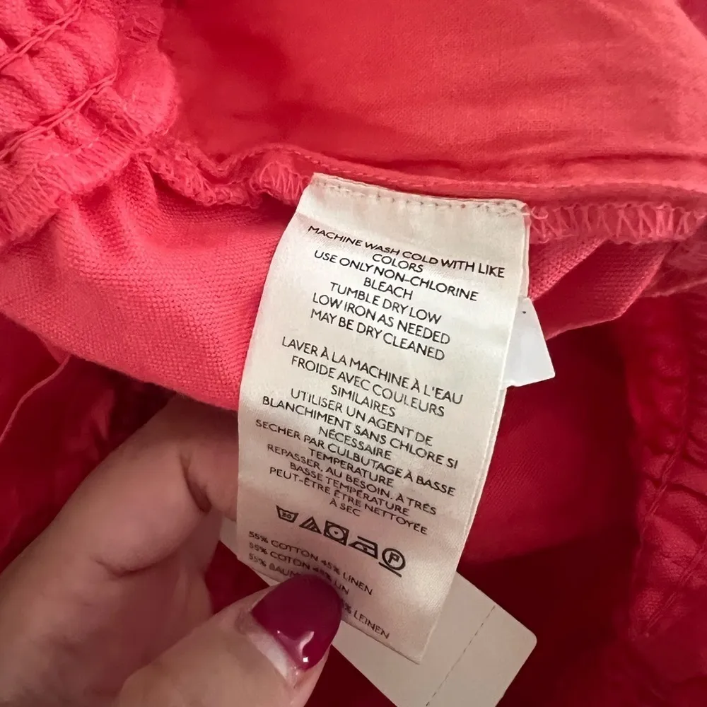 NWT ANTHROPOLOGIE Linen Double Waistband Coral Shorts Sz L - Image 11