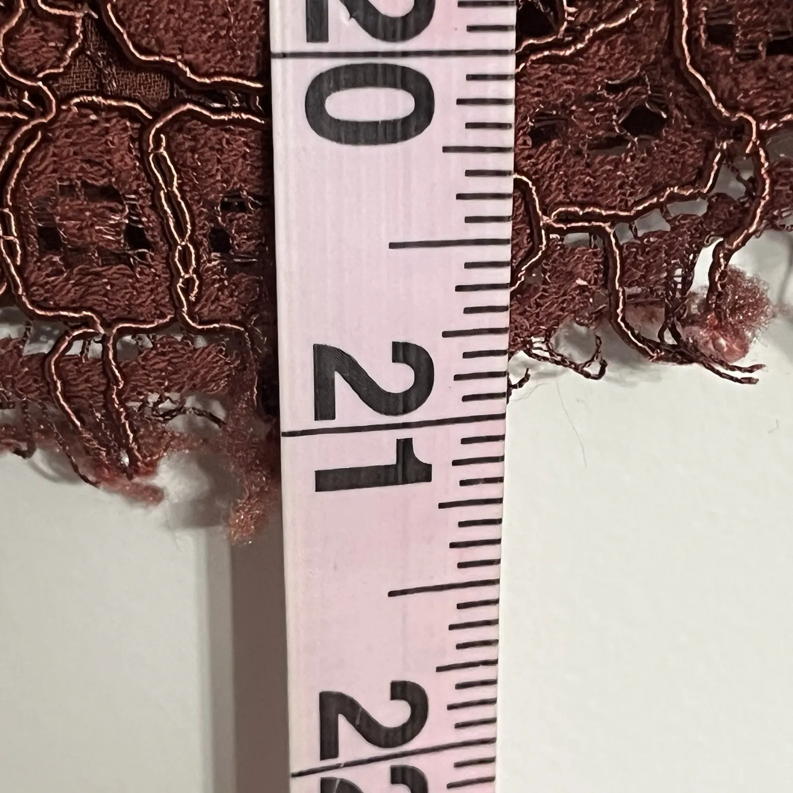 Express Women's Scalloped Lace Hem Long Sleeve Blouse Deep Red Size Small - Image 11