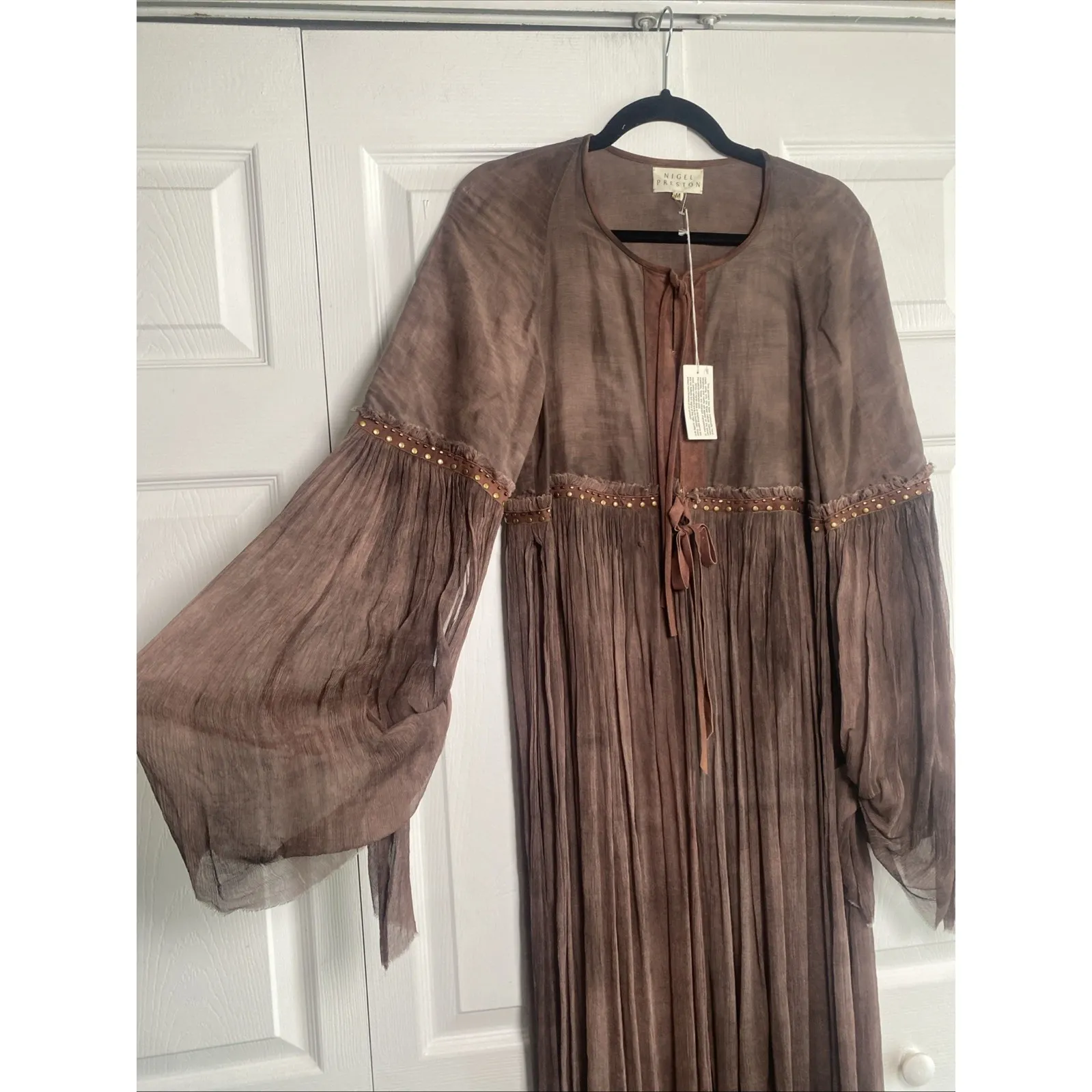 Nigel Preston M Duster Jacket Festival Boho Western Whimsigoth Indie Designer Brown Size M - Image 9