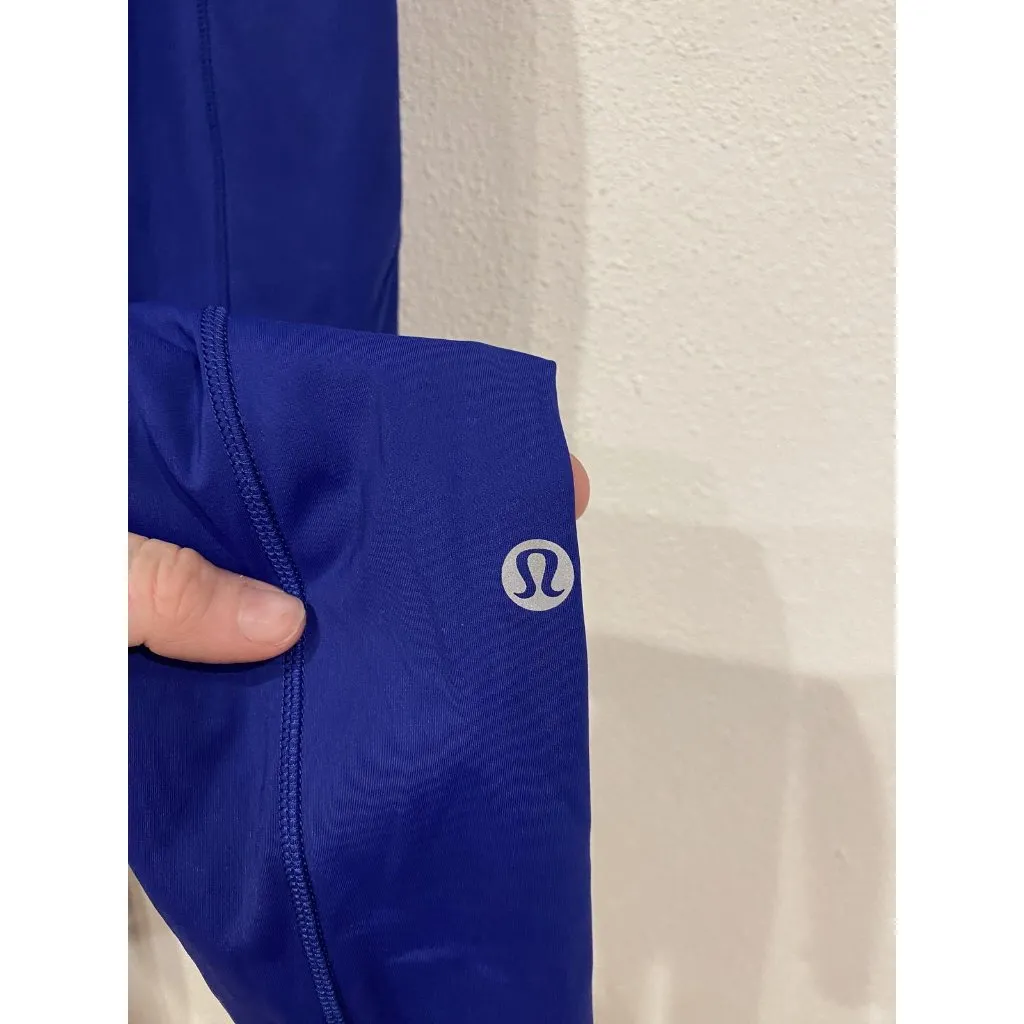 Lululemon Fast and Free Leggings Womens 4 Blue High Rise Ankle Pocket Yoga Gym - Image 3