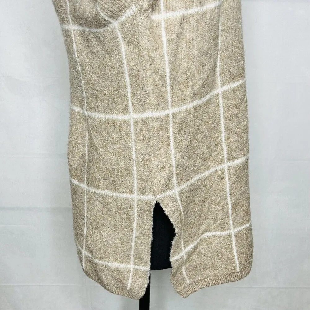 Madewell Sweater Sz S Brown Wool Blend Windowpane Turtleneck Pullover Tan Brown - Image 6