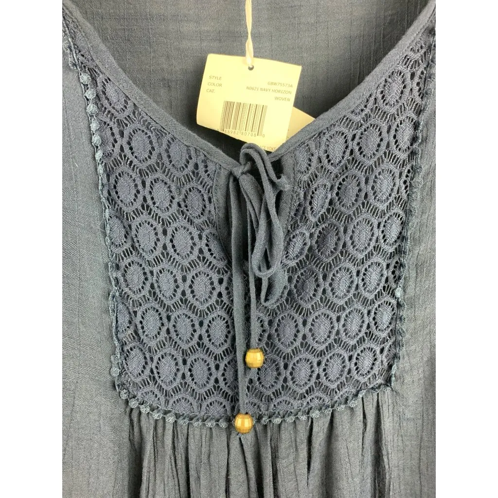 Women’s Carolyn Taylor Blue 3/4 Bell Sleeve Notch Neck with Lace Yoke Size 2X - Image 3