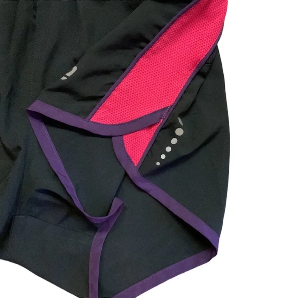 Roadrunner black with pink running shorts. Elastic and drawstring waist. - Image 2