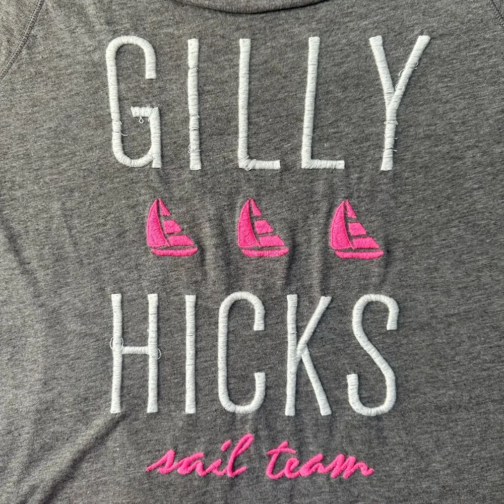 Sailboats Sail Team 3/4 Sleeve Top in Gray/White/Pink - Size Medium - Image 4
