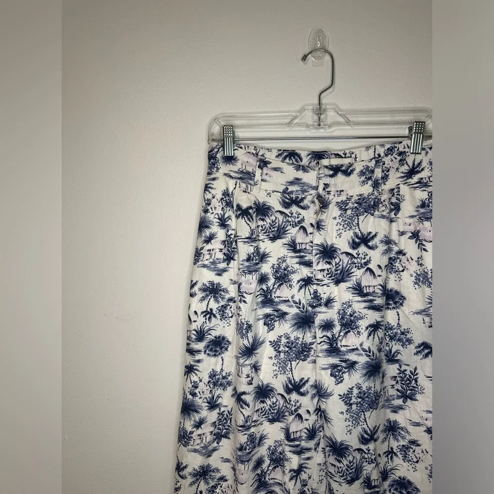 Abercrombie & Fitch Tailored Linen Blend Wide Leg Beachy Pant Palm Size M - Image 2