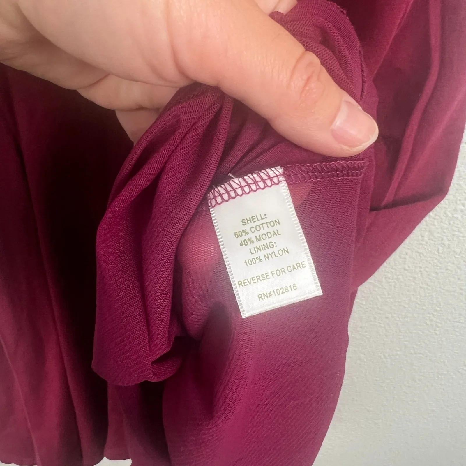 Garnet Hill Women's Gathered Waist Dress Burgundy Sz M‎ - Image 5