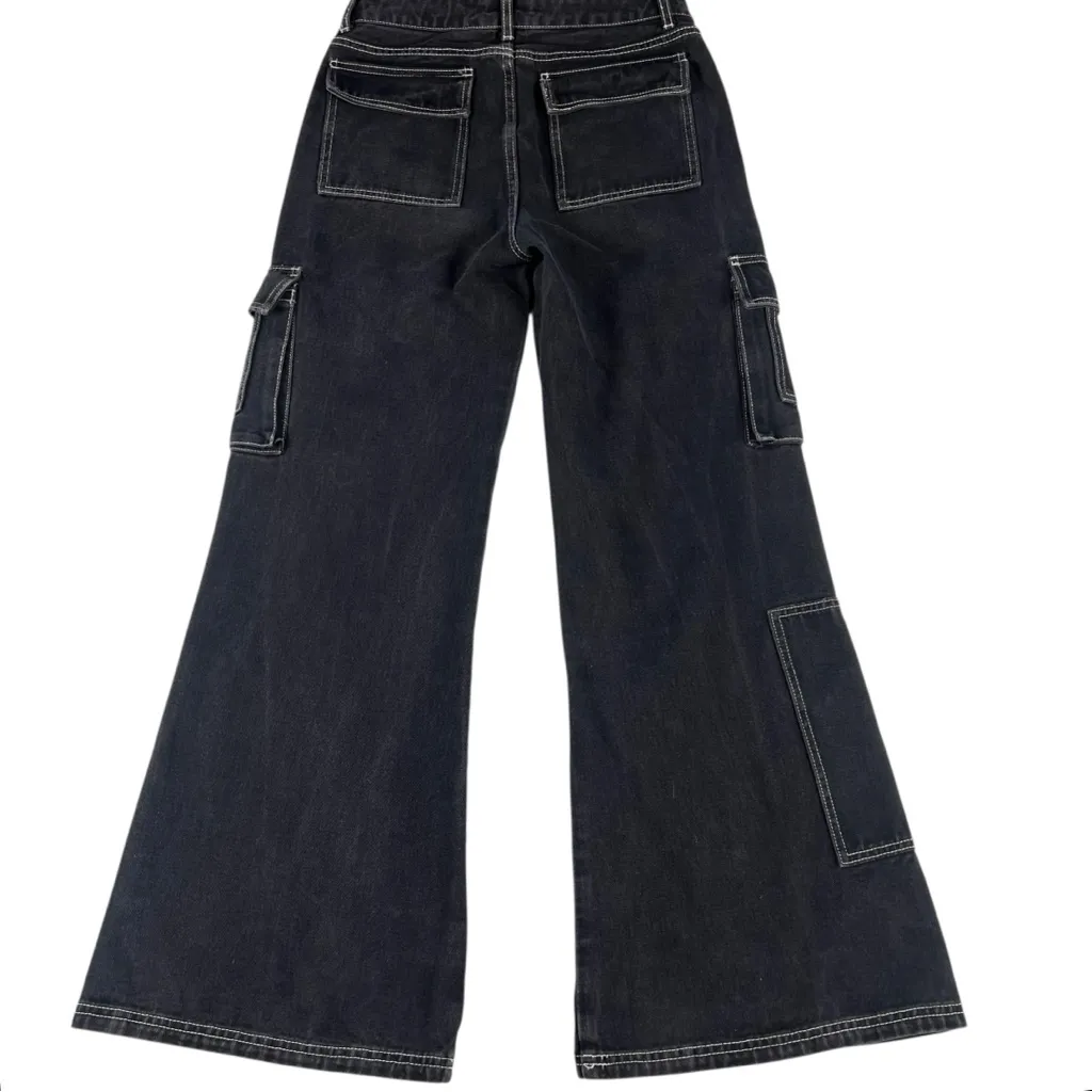 Superdown Natt Baggy Cargo Black Wide Leg Jeans - Image 12