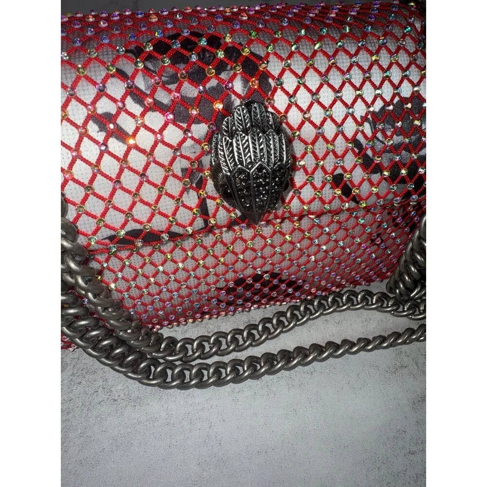 Kurt Geiger London Kensington Mesh Convertible Shoulder Bag Red with Dust Bag - Image 3