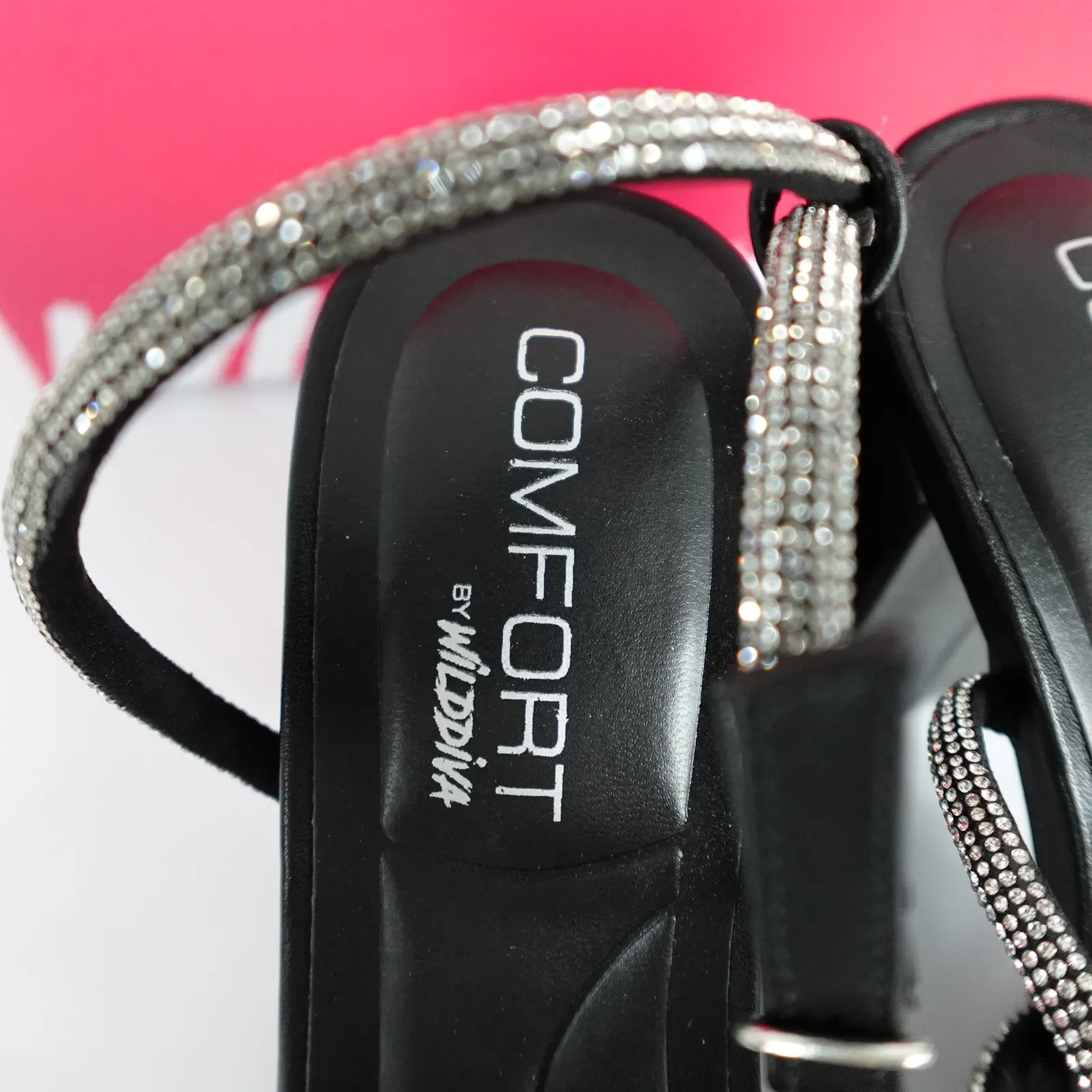 Black Silver Crystal Strappy Ankle Wrap Open Toe Platform Sandal Heels Formal - Image 7