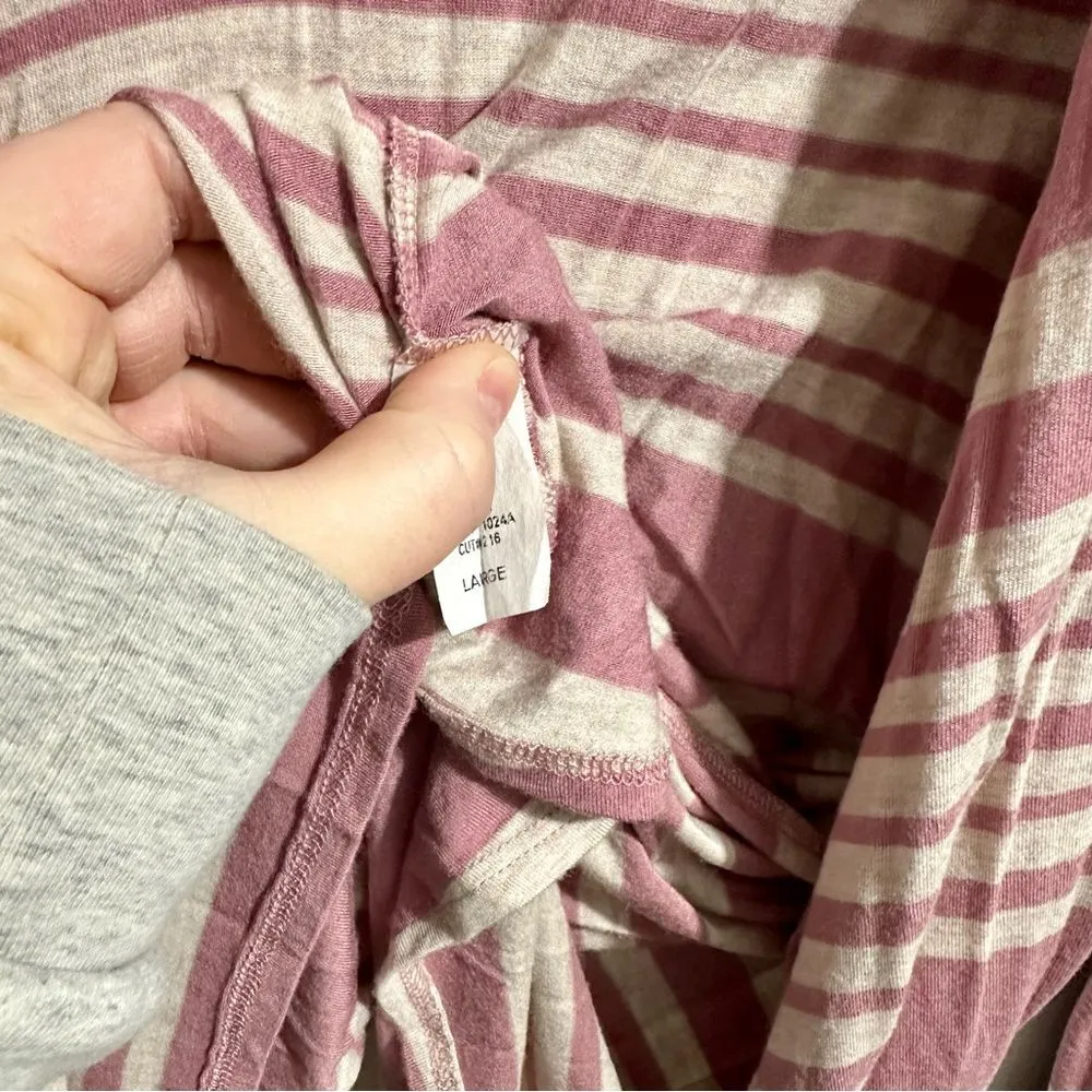 Lightweight Pink and Cream Striped Cardigan (1034) Size L - Image 3